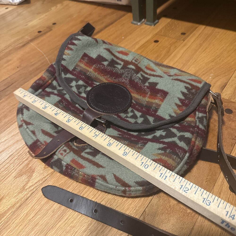 Duluth Pack Wool And Leather Shell Bag Green Brown Aztec Design - Picture 5 of 7